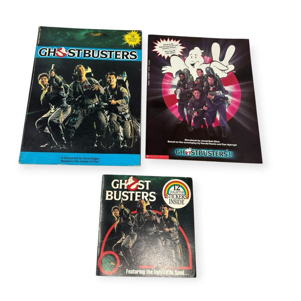 Vintage Ghostbusters Ghostbusters II Storybook Lot + Sticker Book 1980s